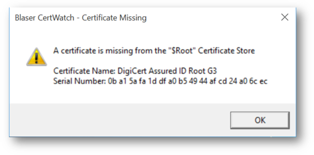Blaser
                          CertWatch - Certificate Removed/Missing